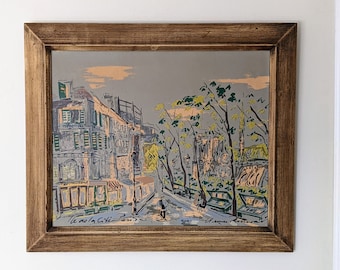 Fred Claude Rodewald "Ile de la Cité, Paris" Mid Century Vintage Painting on Board Framed.