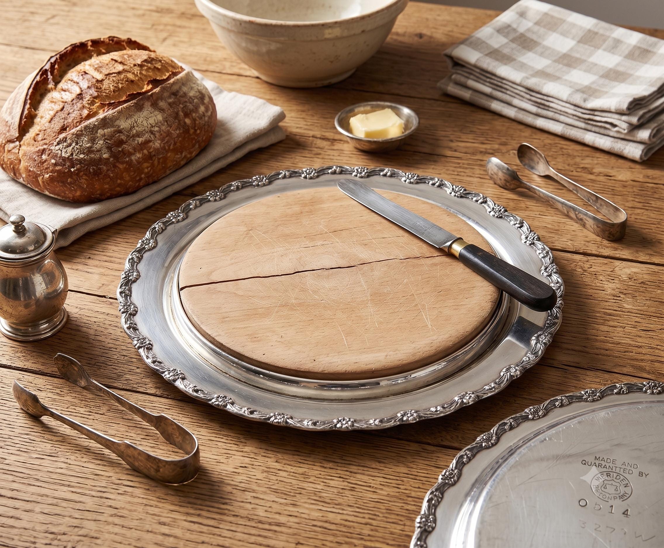 Antique English Round Bread Board - Etsy