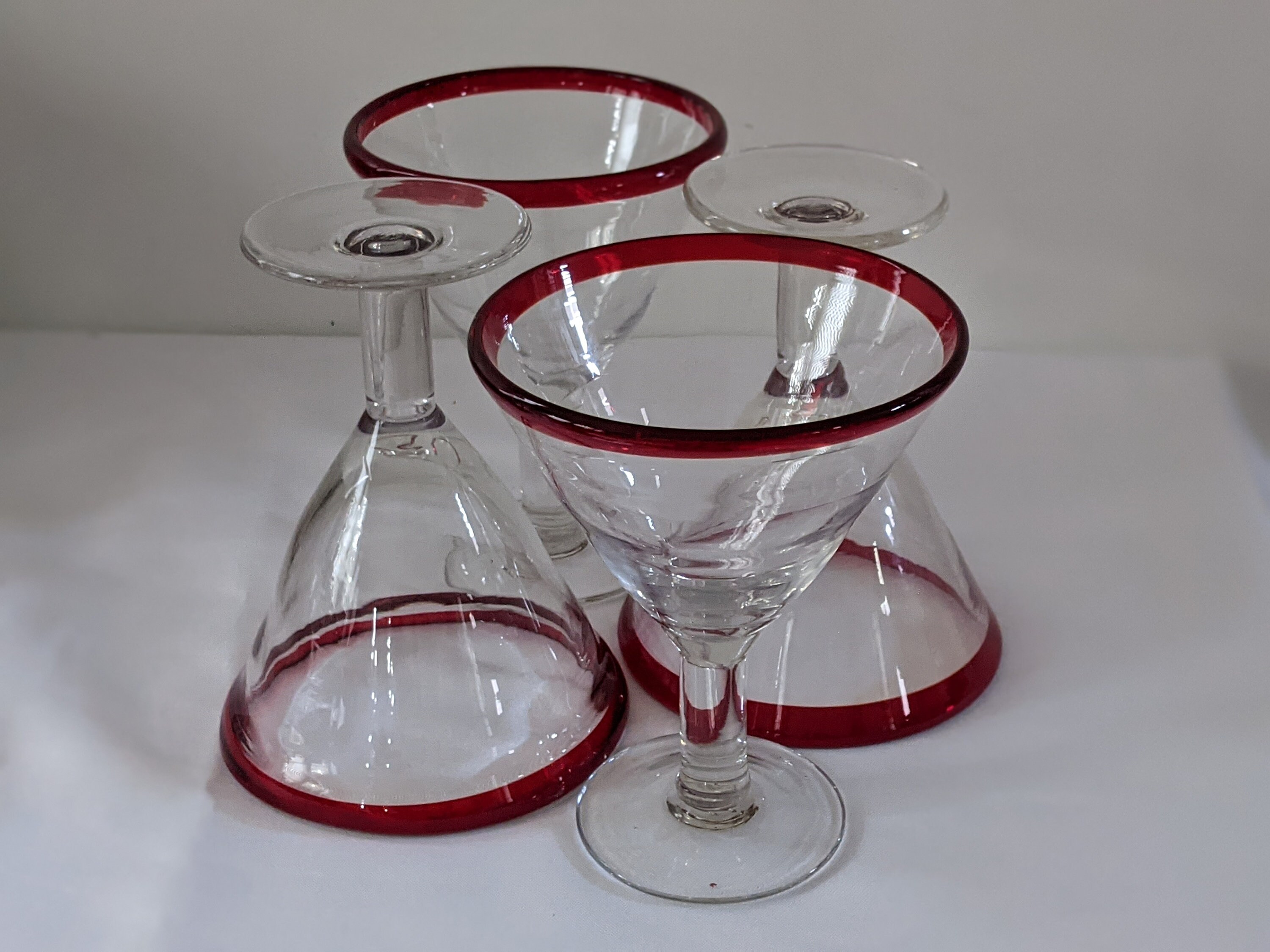 Giant Red Rimmed Martini Glass - Set of 2