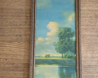 Reproduction encadrée ancienne de paysage Edward Gross Co. – 15 x 7 po.
