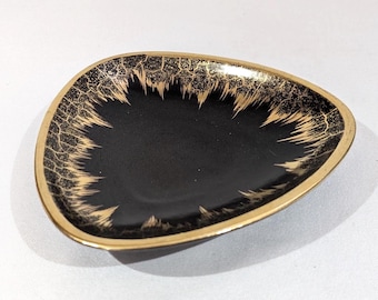 Dümler Breiden Fruit Plate Black Gold Burst Atomic Mid Century Modern 1286-17