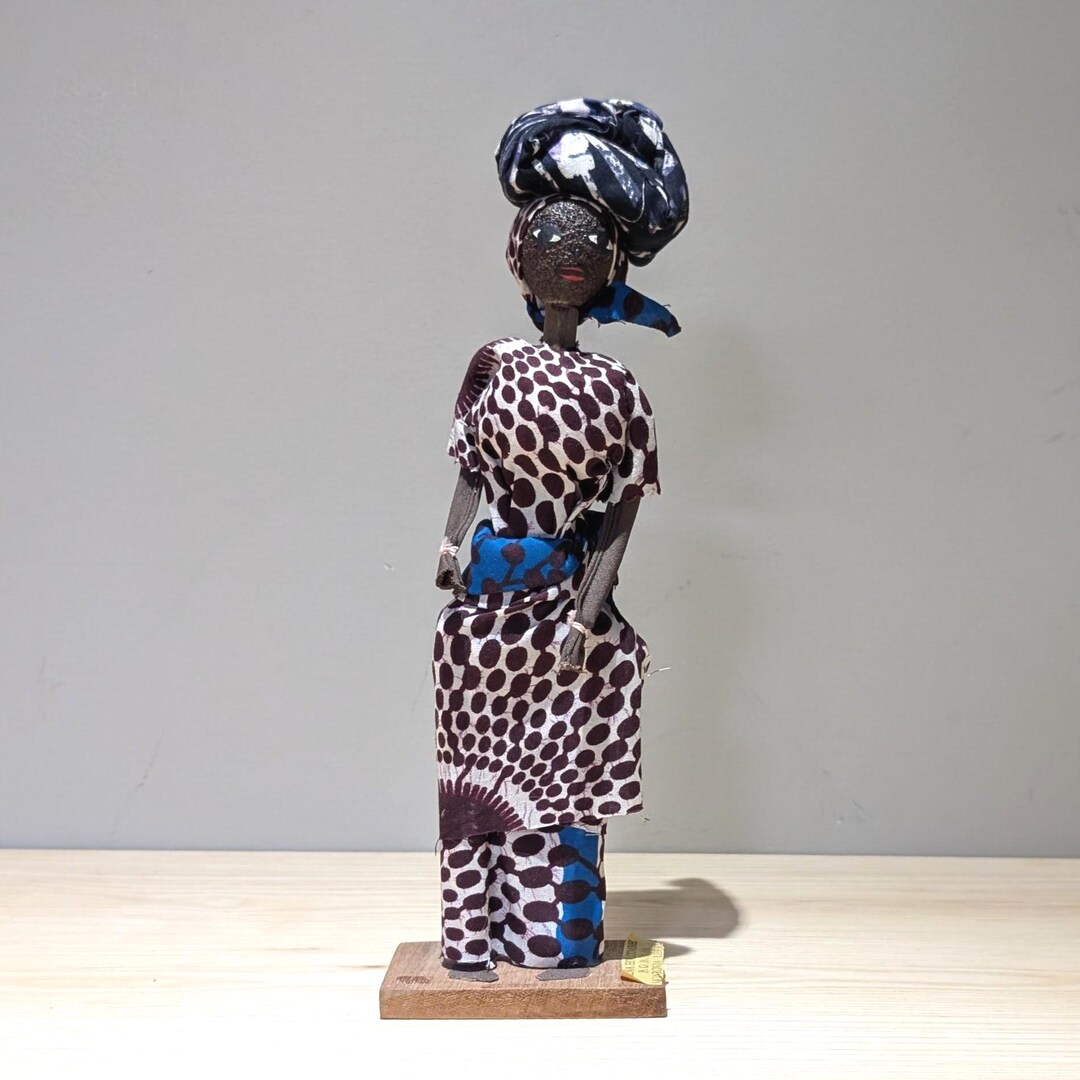 Cloth Doll Zena Holcombe Signed Vintage Liberian Folk Art