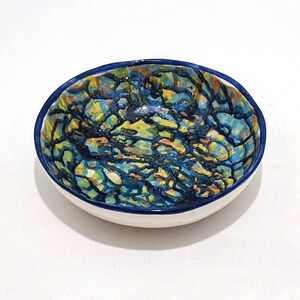 Studio Ceramic Bowl, Signed 1961 Art Pottery, Mid Century Modern Marbled Glaze