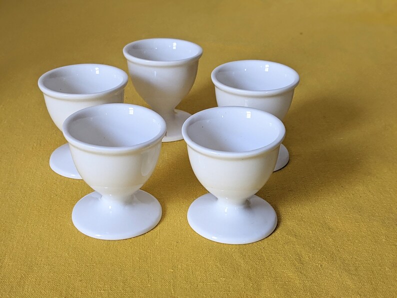 Vintage white ceramic egg cup holders set of five etsy