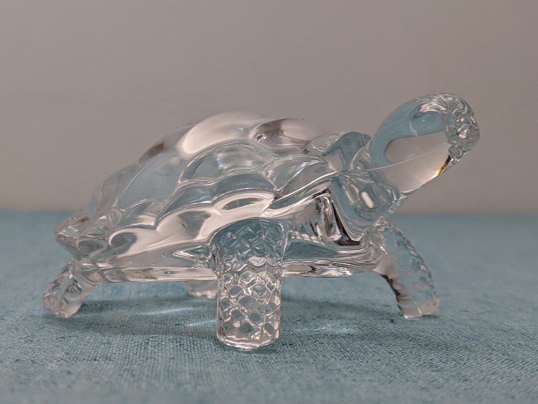 Vintage Crystal Turtle Figurine. Turtle Paperweight. Etsy