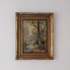 Antique Thomas Tayler Ireland Watercolor: British Winter Landscape, Gilt Frame