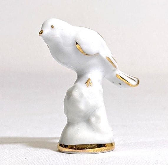 Limoges Dove Figurine Hand Painted 24k Gold Accents French Porcelain Vintage