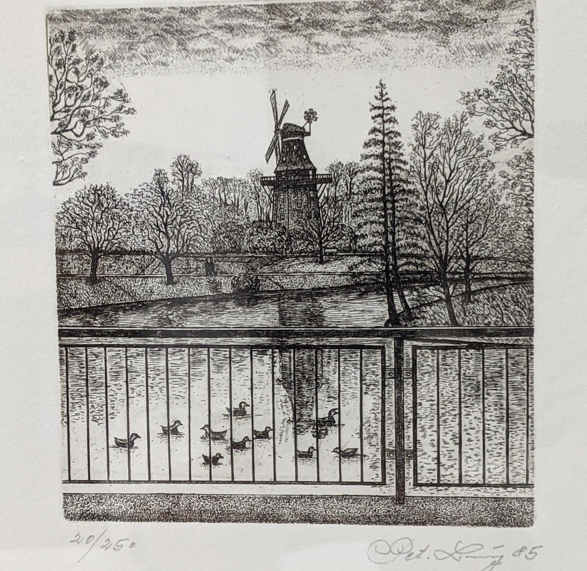 ◯絵画 エッチング＋手彩色複合技法版画 額装品 Paul Geissler 1930年 手彩色 版画エッチング② 【公式通販】