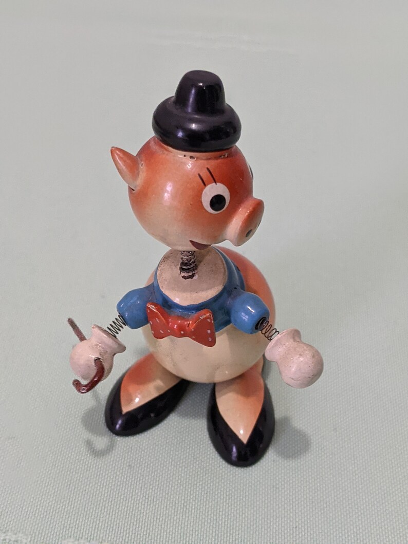 Vintage GOULA Nodding Pig Figurine, Spanish Wood, Bobble Head Etsy