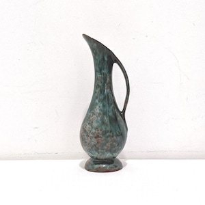 Mid Century Modern Pottery Pitcher, Ruth Leish Paynter, Burlington PEI Studio Pottery, Vintage Green Brown Art Vase, Signed Canadian Ceramic