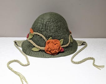 Vintage 1980s, Jean Charles BROSSEAU* Green Wool Hat, Woman  display picture 3