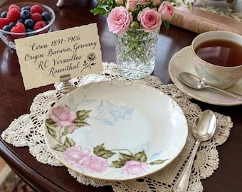 Rosenthal RC Versailles Plate Pink Roses Antique Bavaria Porcelain 6 Inch Gold Rim Scalloped