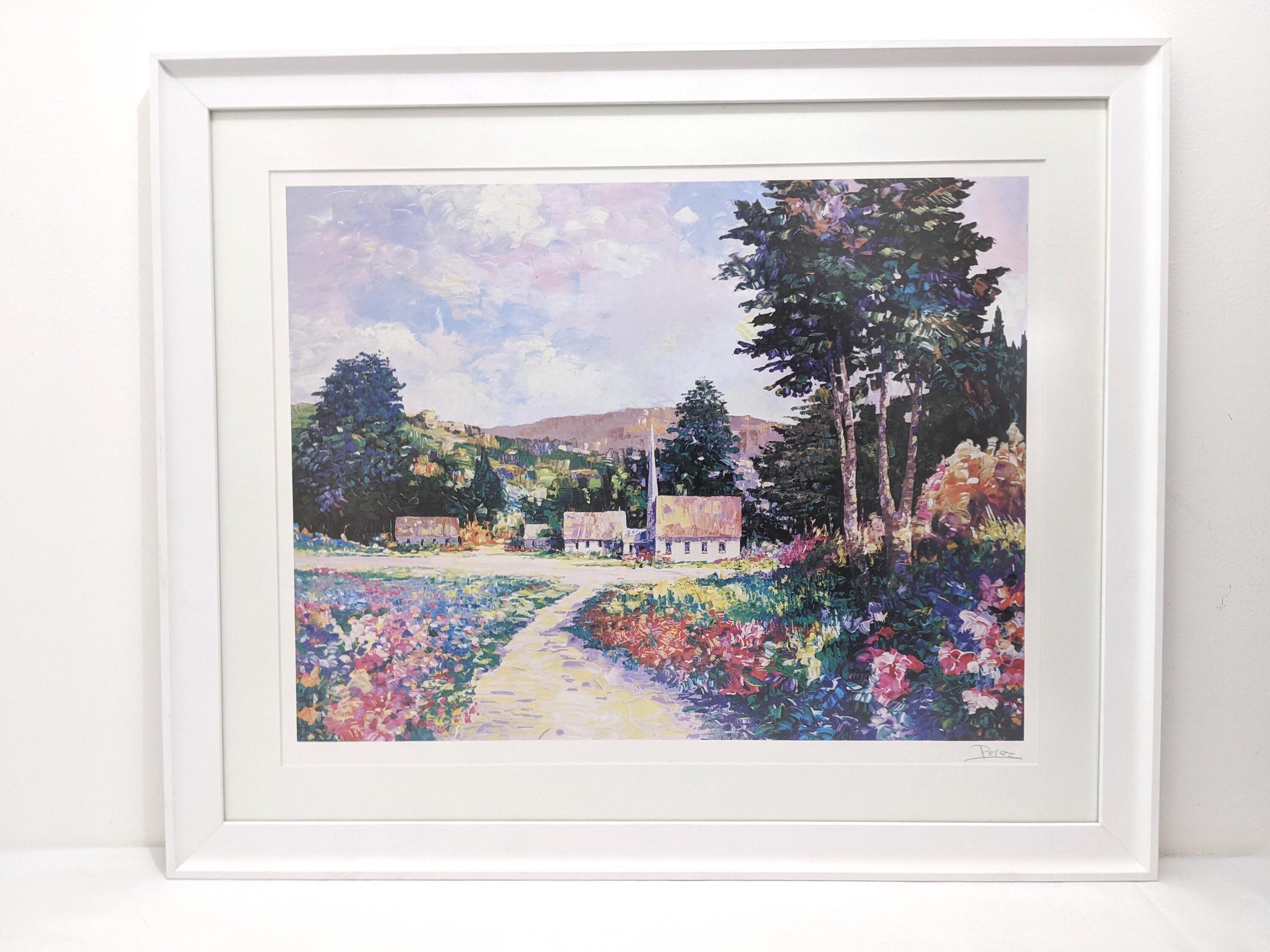 Vintage Alex Perez Seriolithograph "The Chapel" With COA. Framed and Under Glass.