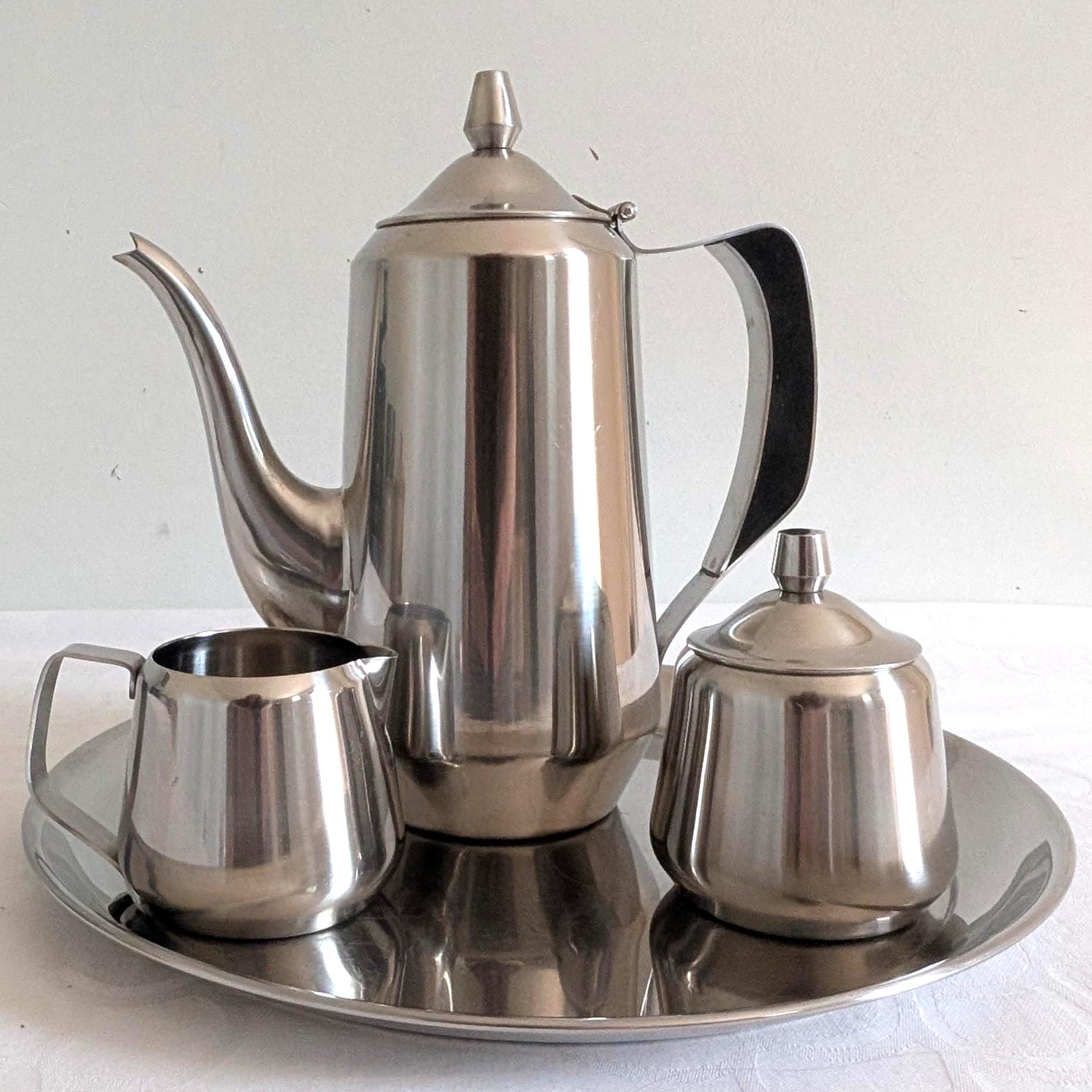 Mid-century Modern Oneida Tea/coffee Set: 1960s Stainless Steel 4