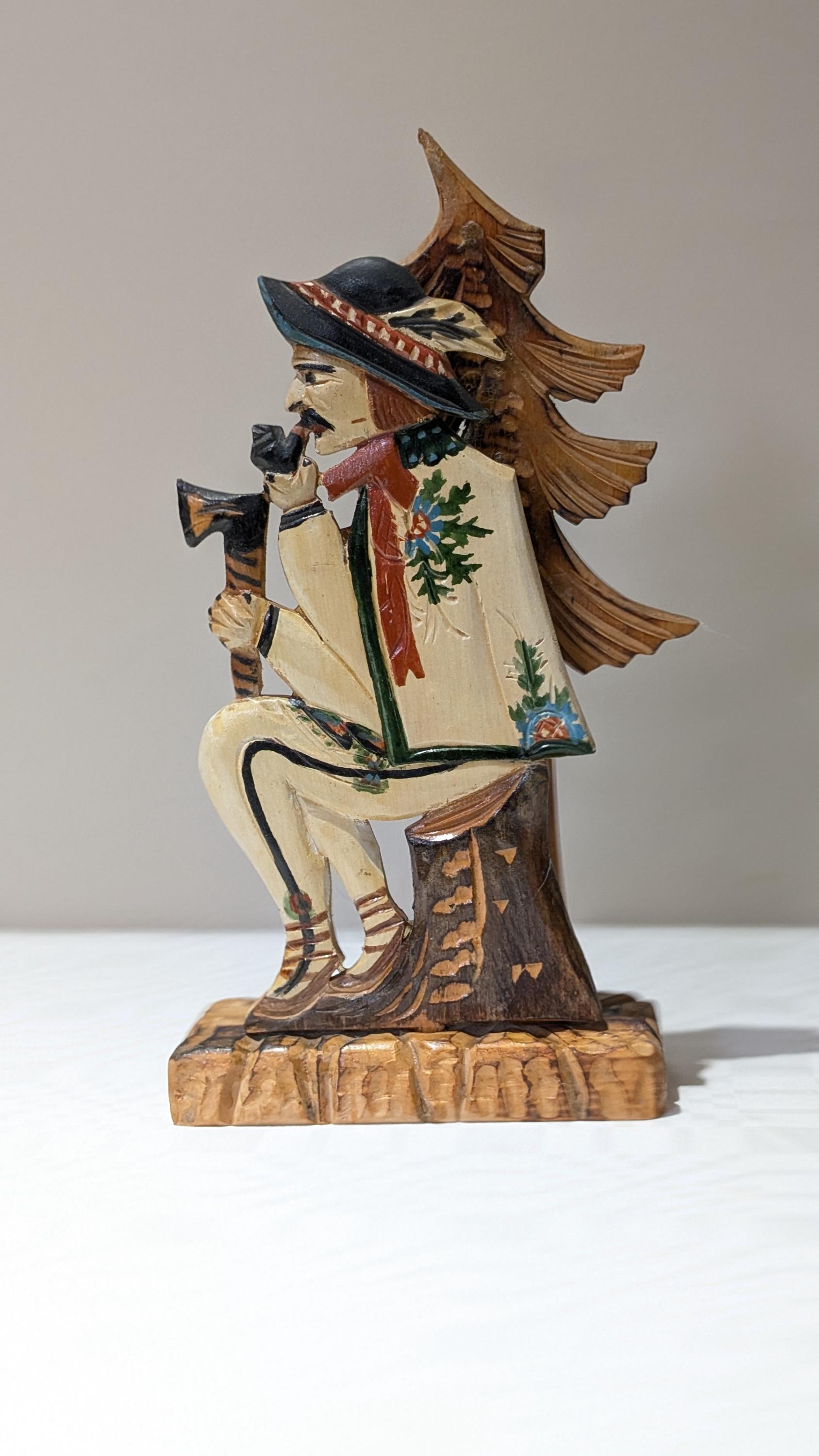 【欧州購入】アルルカン 道化師人形 オブジェ ヴィンテージ30cm Polish Goral Wood Carving, Vintage Highlander Figure, Hand-painted