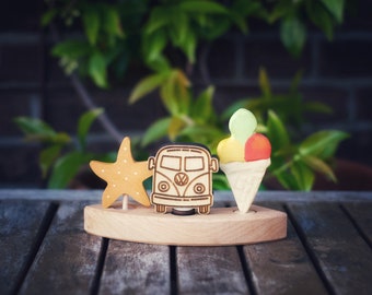 Volkswagen Van ornament for Grimms Birthday ring, celebration ring, wooden ring