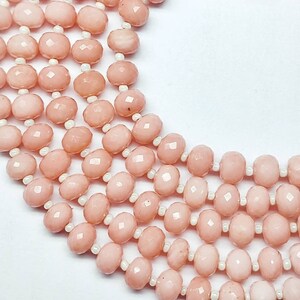 Pink Opal Faceted Rondelle Beads, Size 7MM, 6-Inch Strand, Semi Precious Gemstone Beads for Jewelry Making