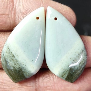 Cabujones de ágata: Forma de lágrima elegante, par de piedras preciosas pulidas (17 x 34 x 5 mm)