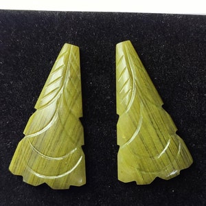 Natural Agate Plane Carving Gemstone / Fancy Shape / Size 20x39x4MM / One Pair / Beautiful Gems for Earring / Jewelry Making