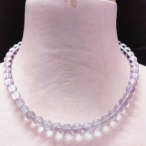 AAA Pink Amethyst Faceted Round Balls Necklace with 925 Silver Sterling Earring Set