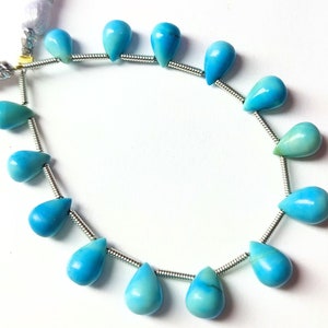 Turquoise Smooth Polished Teardrop Briolette Beads / Beads Size 5x7 to 6x8MM/ 14 Pcs. Strand / Semi Precious Gems for Jewelry Making