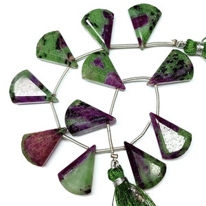 Ruby Zoisite Triangle Beads: Stp Cut Gemstone, 12x18mm 10 Pcs