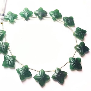 Green Jade Fancy Shape Carved Briolette Gemstone, Size 12x12MM, 14 Pc. Strand,  Beautiful Gemstone for Jewelry Making