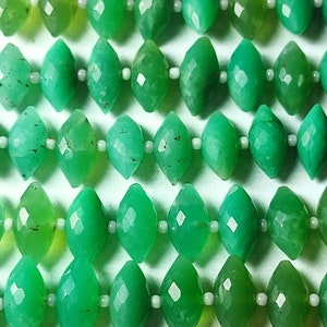 Chrysoprase Loi Shape Faceted Briolette Beads, 6x12mm, 10 Pcs Strand, Semi Precious Gemstone Beads, Jewelry Making Supply