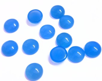 Cabochons van blauw chalcedoon: ronde edelsteen van 12 mm - lot van 10 stuks