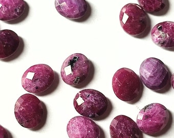 Gefacetteerde robijnbriolettekralen: ovale edelsteensieraden maken (10 stuks, 10 x 12 mm)