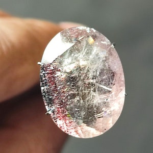 Lepidocrocite Super Seven Quartz Oval Gemstone, Step Cut 13x18x6MM, Loose Semi Precious Gems for Jewelry Making, Unique Gift for Gem Lovers