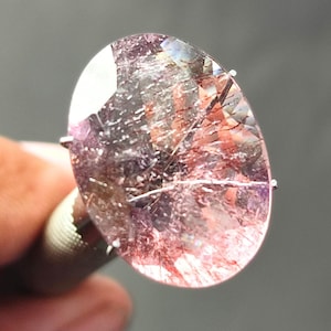 Lepidocrocite / Super Seven Quartz, Step Cut Gemstone, Size 15x20x6MM, Loose Gemstone, Oval Shape Gemstone, Semi Precious Gems for Jewelry