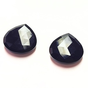 20 MM Heart Shape Faceted Black Onyx Biolette Beads / One Pair / Gems for Jewelry Making