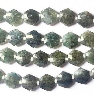 Moss Aquamarine Hexagon Shape Faceted Briolette Beads, 10 Pcs. Strand, Size 10MM, Gemstone for Jewelry Making