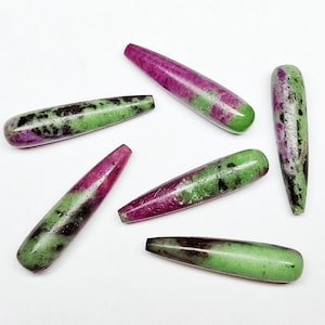 Ruby Zoisite Smooth Top Half Drilled Teardrop Briolettes Beads/ Size 8x35 MM