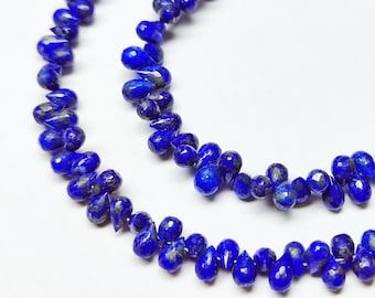 Lapis Lazuli Faceted Teardrop Briolette Beads: 6" Strand (5x7MM)