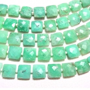 Natural Chrysoprase Faceted Square Shape Briolette Beads  / Size 6/8/10/12 MM / 8&quot; Strand Length / Semi Precious Gems for Jewelry Making
