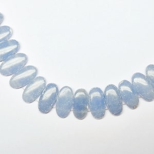 Double Drill Angelite Smooth Polished Oval Shape Briolette Beads, Size 20x10x5MM, 10 Pcs. Strand, Semi Precious Gems for Jewelry Making