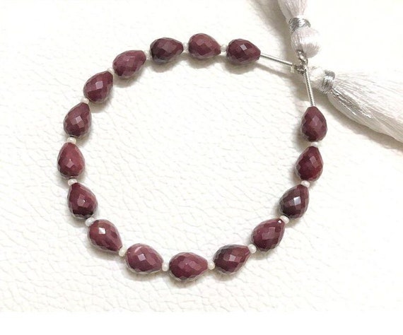 Red Jasper Briolette Beads: Faceted Teardrop Gemstone, 5x7mm, - Main Image