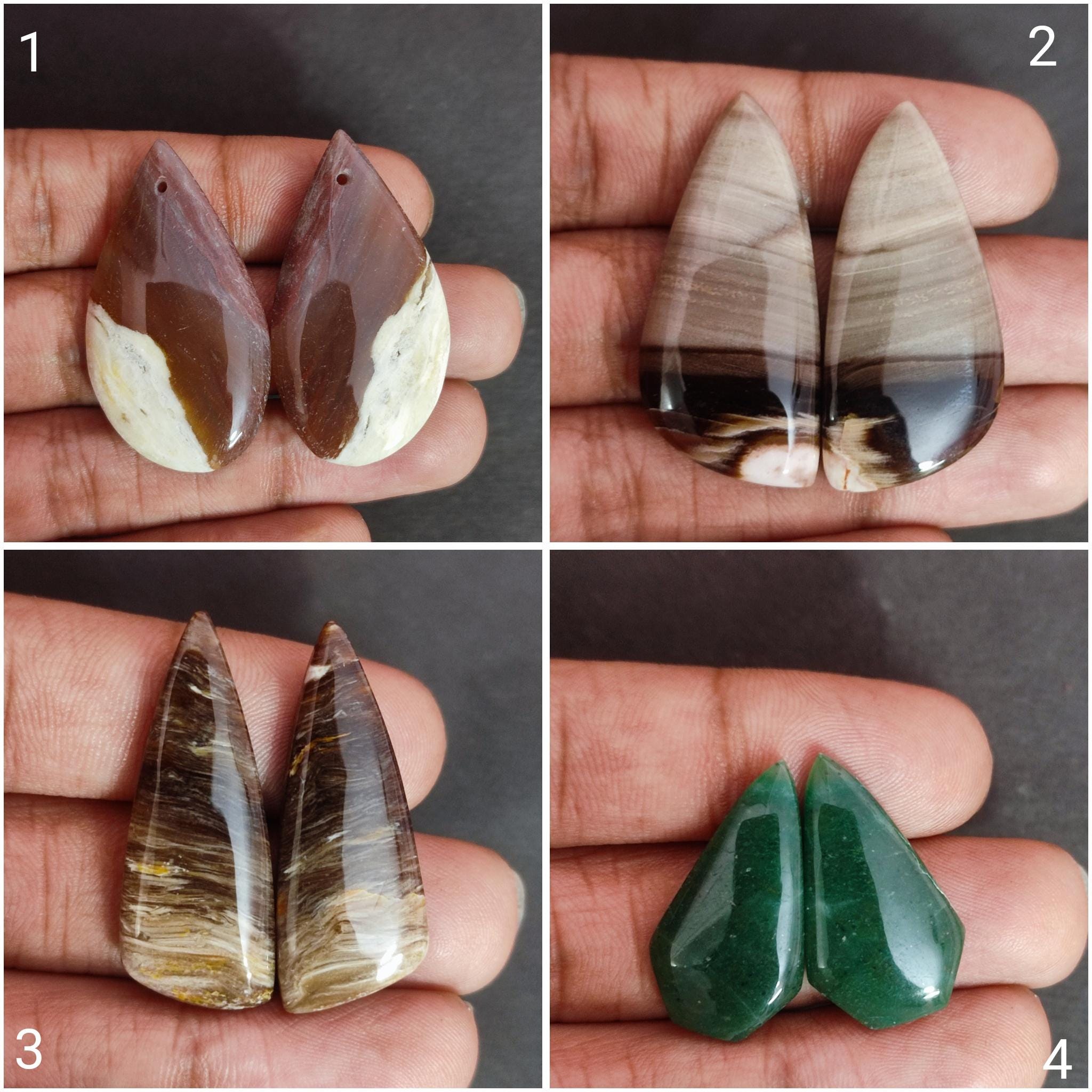 Banded Agate Cabochons: Polished Gemstone Pair for Jewelry - Etsy