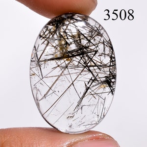 Black Rutile Smooth Polished Cabochon / Loose Gemstone / Semi Precious Gems for Jewelry Making