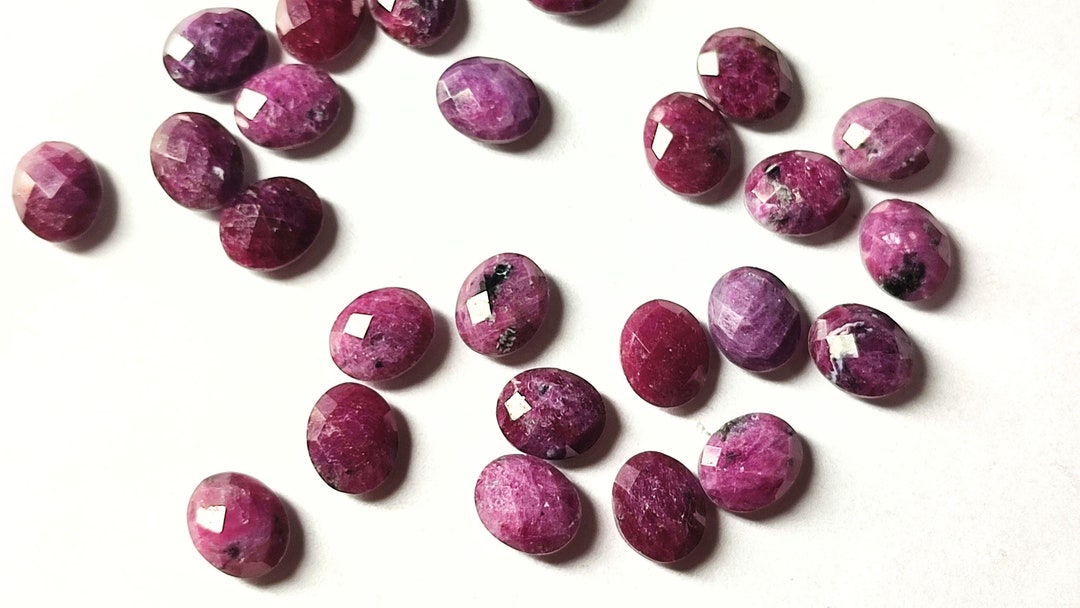 Faceted Ruby Briolette Beads: Oval Gemstone Jewelry Making (10 Pcs ...