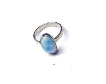 Larimar Ring, Ring, Statement Ring, Simple Ring 925 Sterling Silver Handmade Ring, Gift For Her