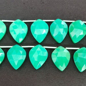 Chrysoprase Shield Cut Faceted Briolette Beads / 10 Pcs. Strand /Size 12x16MM / Semi Precious Gems For Jewelry Making