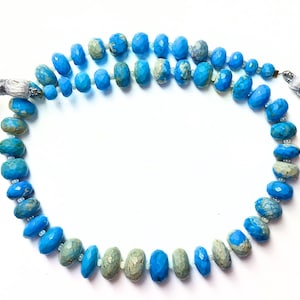 Natural Turquoise Faceted Rondelle Beads | Size 5–11MM | 12&quot; Strand | Semi Precious Gemstones for Jewelry Making