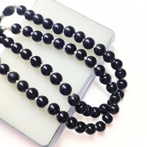 Black Onyx Smooth Polished Round Balls Beads, Size 7MM, 8&quot; Strand, Semi Precious Gemstones for Jewelry Making