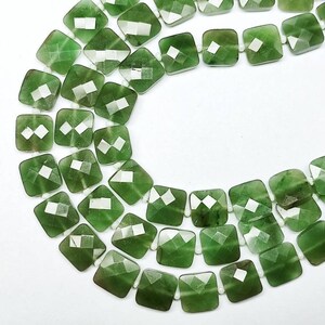 Green Jade Faceted Square Shape Briolette Beads, Size 6/8/10/12 mm, 8&quot; Strand Length, Semi Precious Gems for Jewelry Making