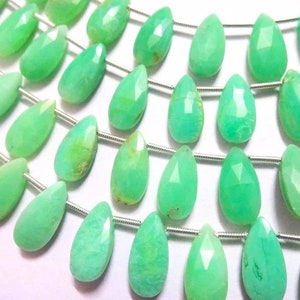 Chrysopras Birnenform facettierte Briolette Perlen, 7 x 15 mm, 10 Stück Strang, Halbedelstein Perlen, Schmuckherstellung Perlen, grüne Briolettes