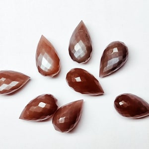Chocolate Moonstone Faceted Inverted Teardrop Briolette, Size 8x12MM/9x16MM, Semi Precious Gems for Jewelry Making