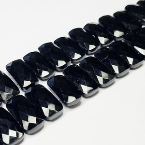 Double Drill Black Onyx AAA Grade Faceted rectangular shape beads, Size 20x10x5 mm, 10 pieces per Strand, Super Quality gem
